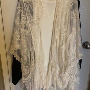 Torrid Cream Lace Ruana Style Kimona
